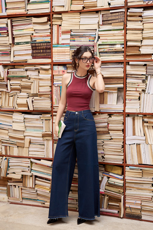 KEEPER STRIPE TOP (BURGUNDY)