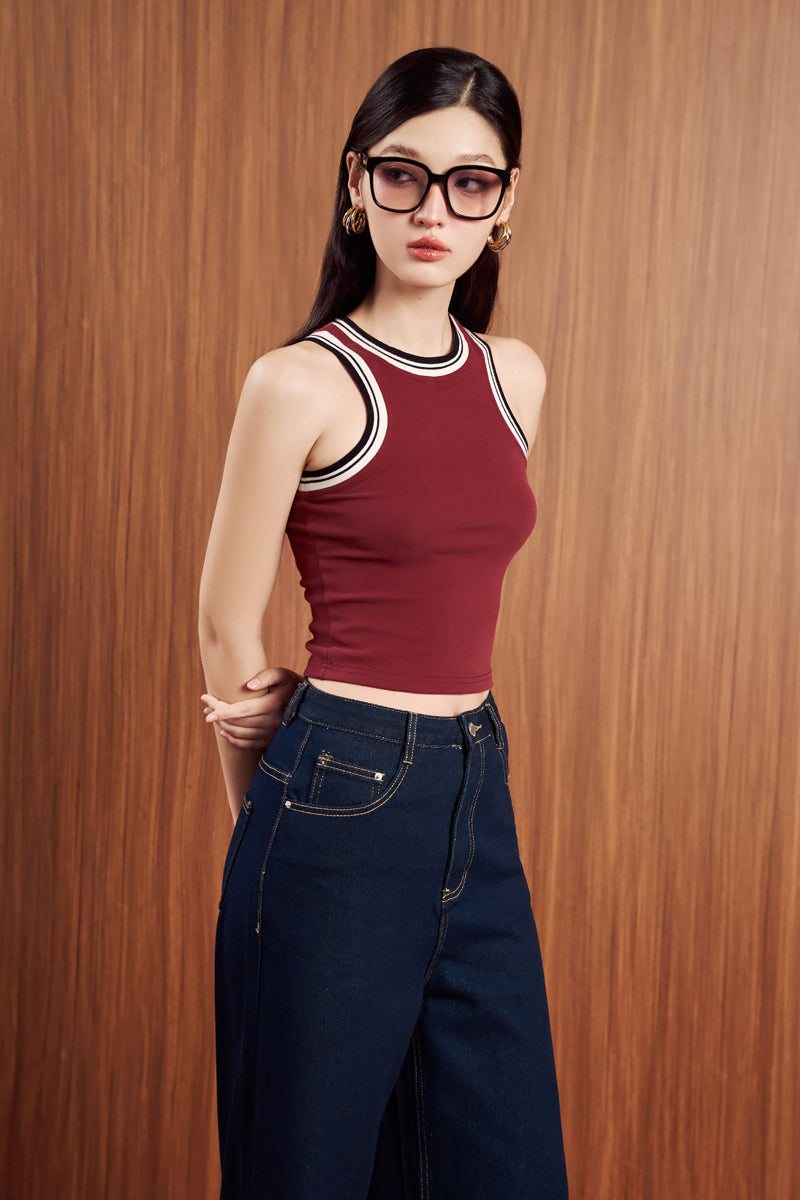 KEEPER STRIPE TOP (BURGUNDY)