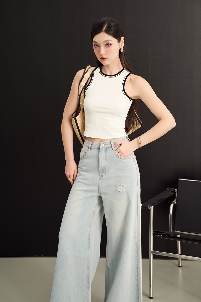 ICONIC WIDE-LEG JEANS (ANTIQUE BLUE DENIM)