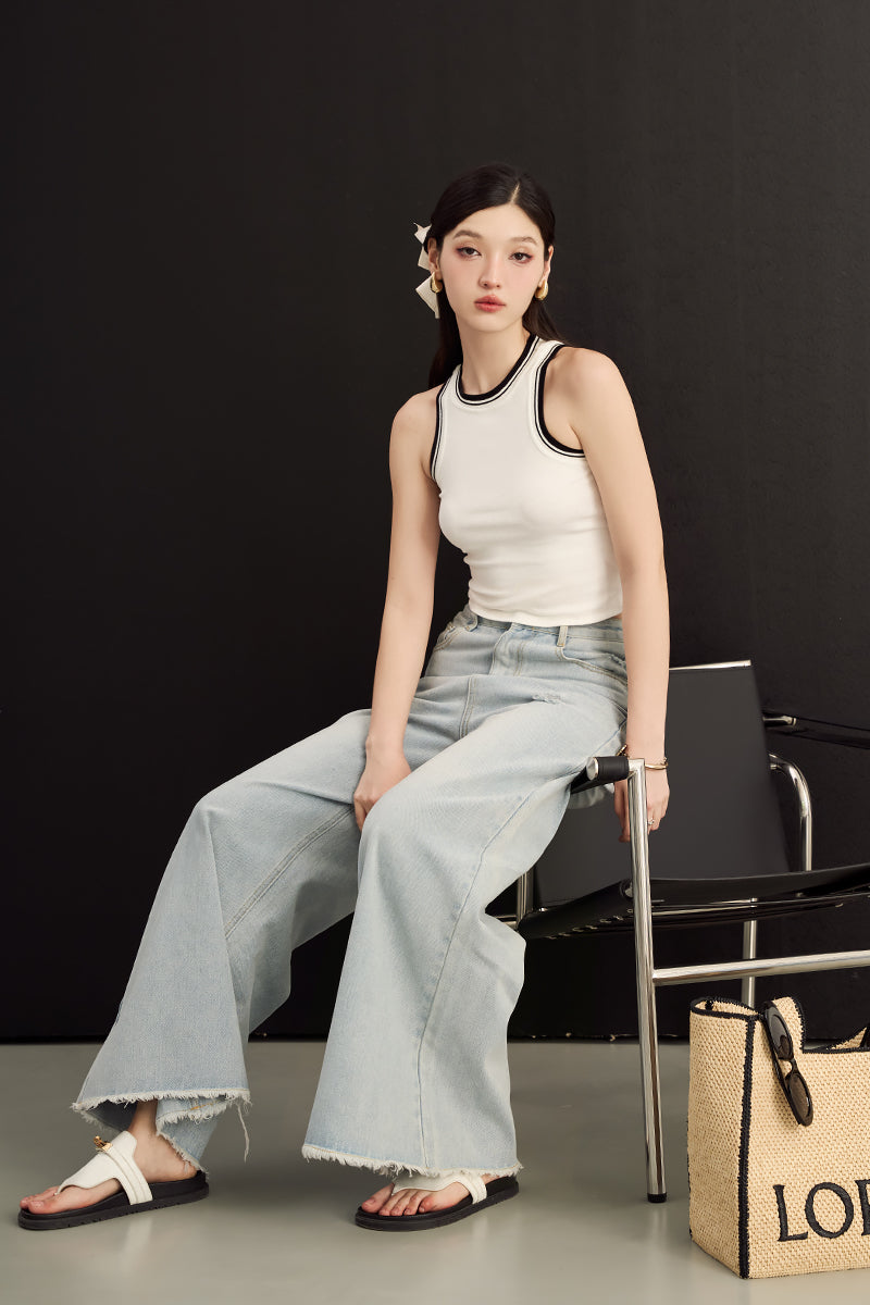 ICONIC WIDE-LEG JEANS (ANTIQUE BLUE DENIM)
