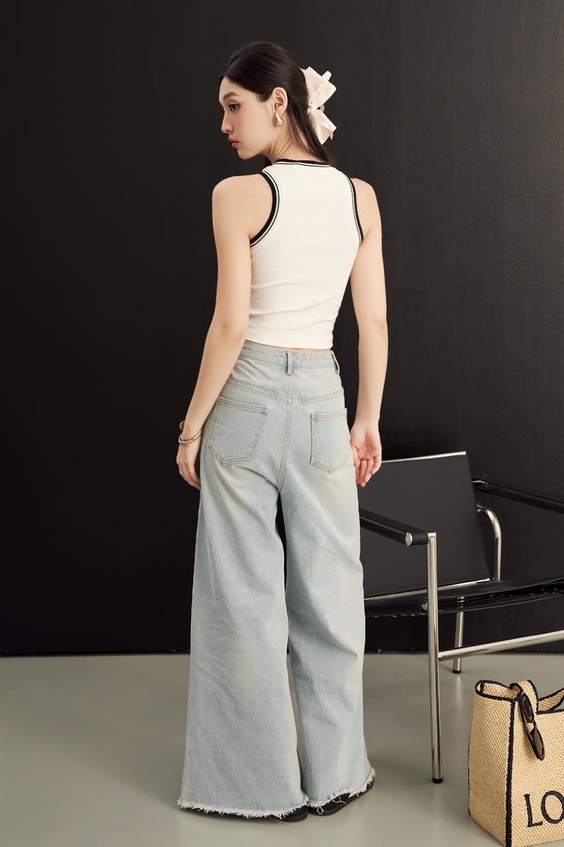 ICONIC WIDE-LEG JEANS (ANTIQUE BLUE DENIM)