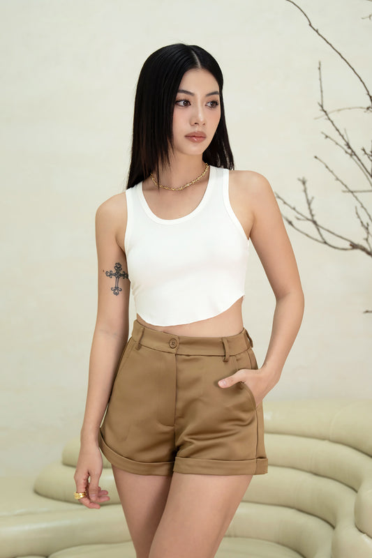 MANON SATIN SHORTS (LATTE BROWN)