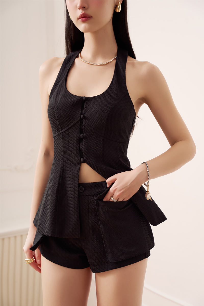 HIGH KEY BIG POCKET SHORTS (BLACK STRIPE)(BACKORDER)