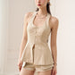 HIGH KEY HALTER TOP (SAND STRIPE)(BACKORDER)