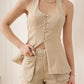 HIGH KEY HALTER TOP (SAND STRIPE)(BACKORDER)