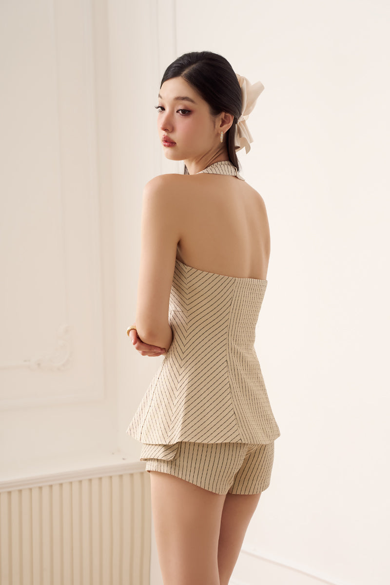 HIGH KEY HALTER TOP (SAND STRIPE)(BACKORDER)