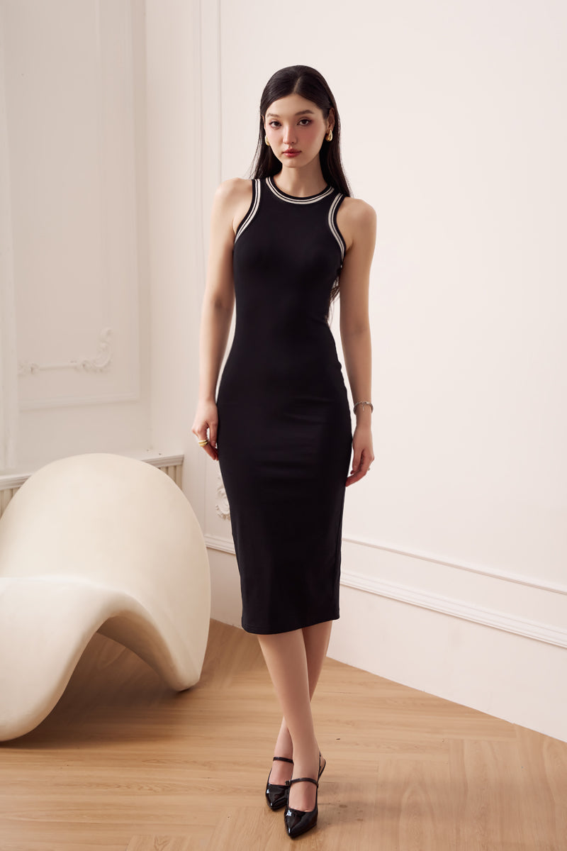 SLOW DOWN STRIPE DRESS (BLACK)