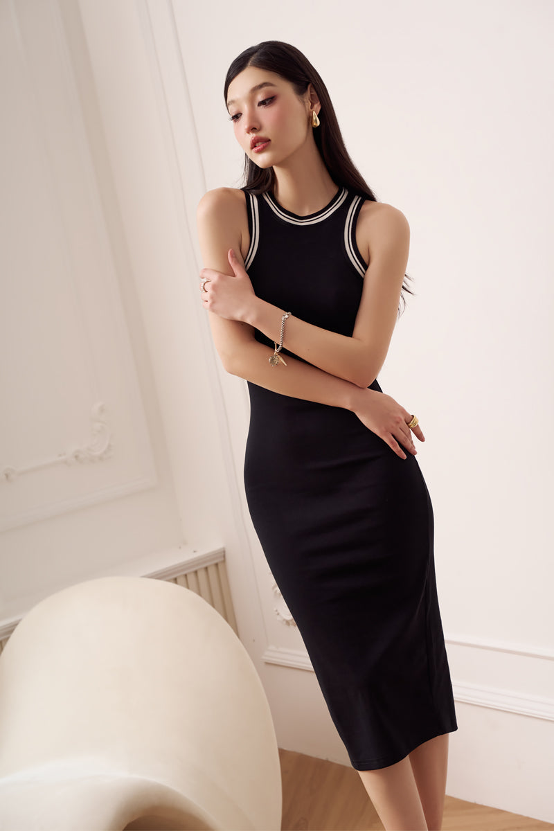 SLOW DOWN STRIPE DRESS (BLACK)