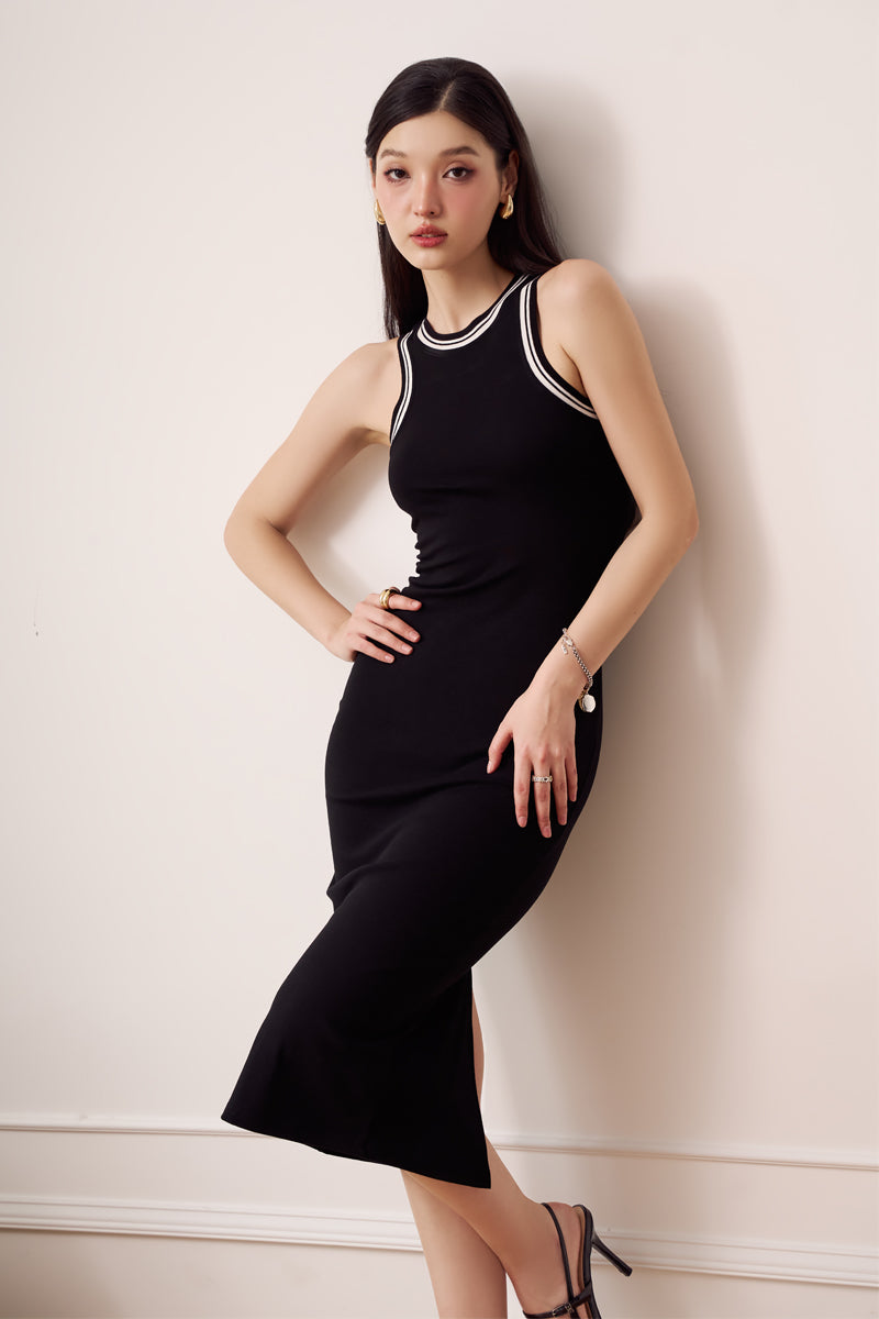 SLOW DOWN STRIPE DRESS (BLACK)