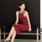 SLOW DOWN STRIPE DRESS (BURGUNDY)
