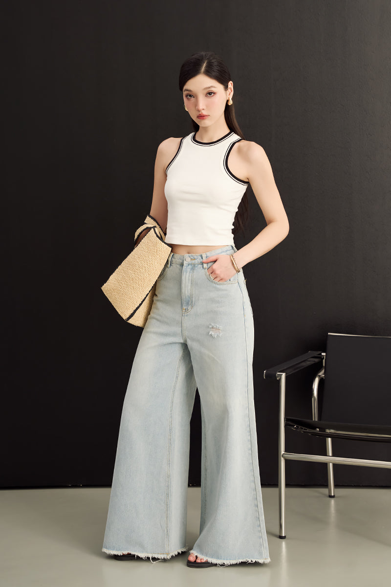 ICONIC WIDE-LEG JEANS (ANTIQUE BLUE DENIM)