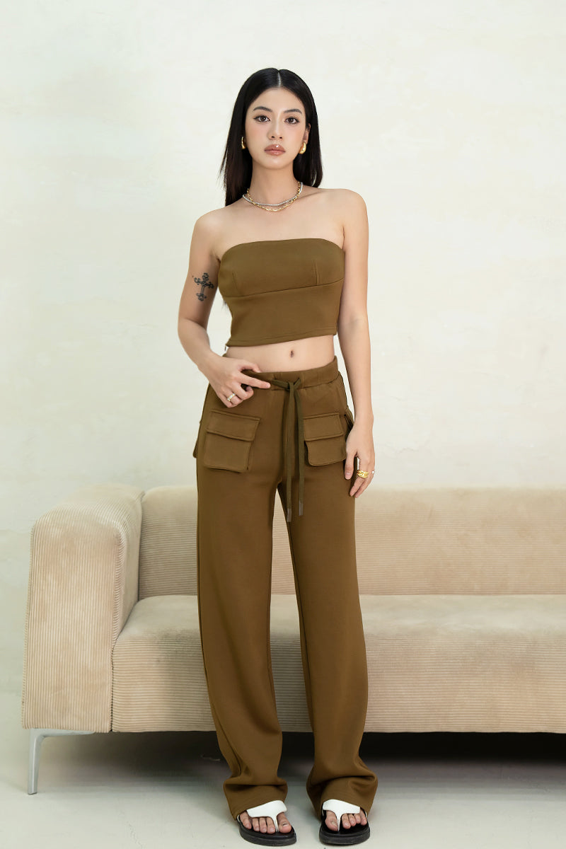 [BACKORDER] OFF-DUTY TUBE TOP (OLIVE BROWN)