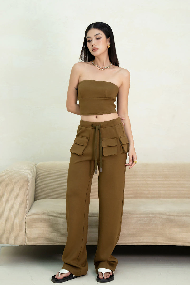 [BACKORDER] OFF-DUTY TUBE TOP (OLIVE BROWN)