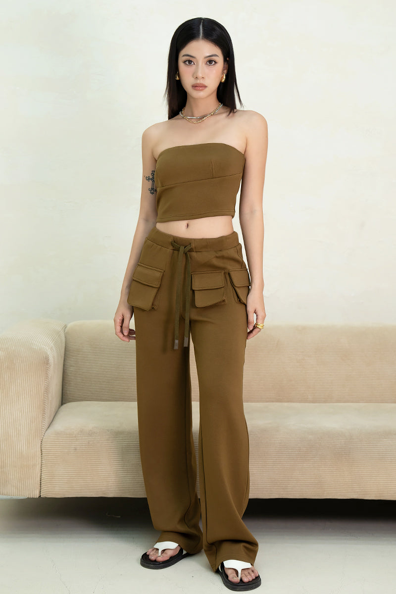 [BACKORDER] OFF-DUTY TUBE TOP (OLIVE BROWN)