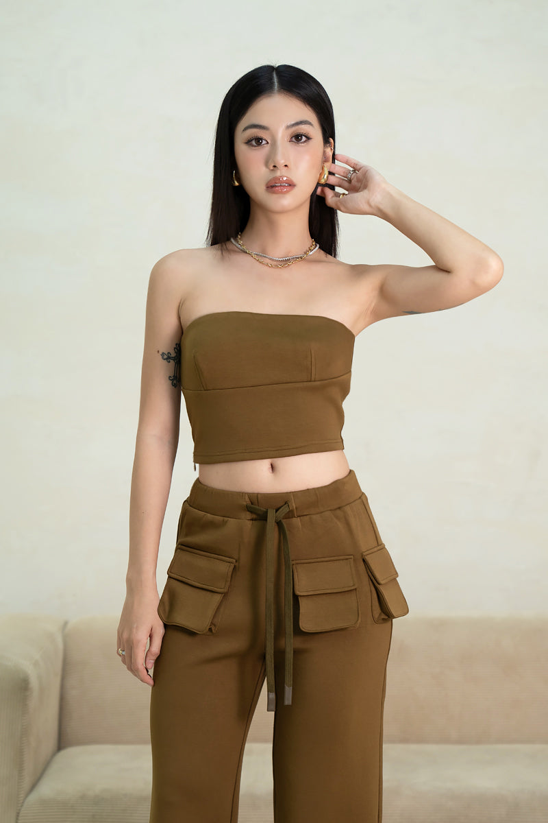 [BACKORDER] OFF-DUTY TUBE TOP (OLIVE BROWN)