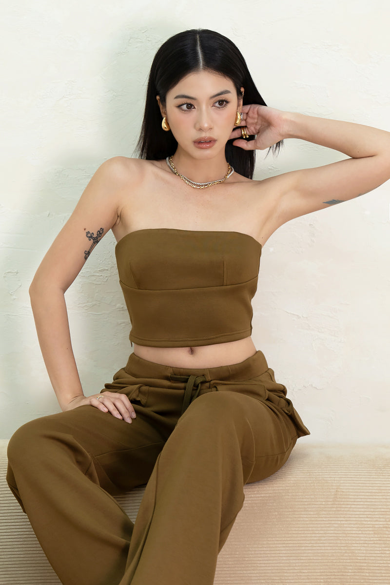 [BACKORDER] OFF-DUTY TUBE TOP (OLIVE BROWN)